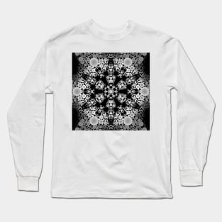 Dot Mandala Flower Grey and Black Long Sleeve T-Shirt